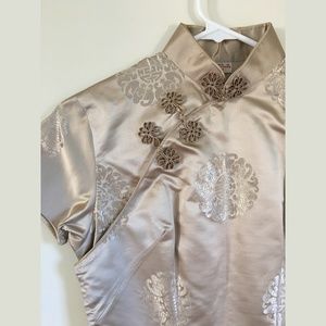 Qipao/Cheongsam Vintage Dress, Pale Gold w/Detail